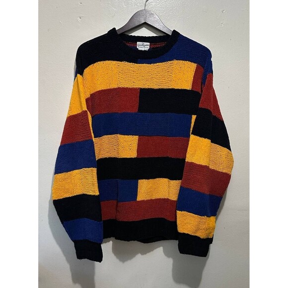 Neiman Marcus Vintage Mens Knit Sweater 100% Cotton Hand Knit